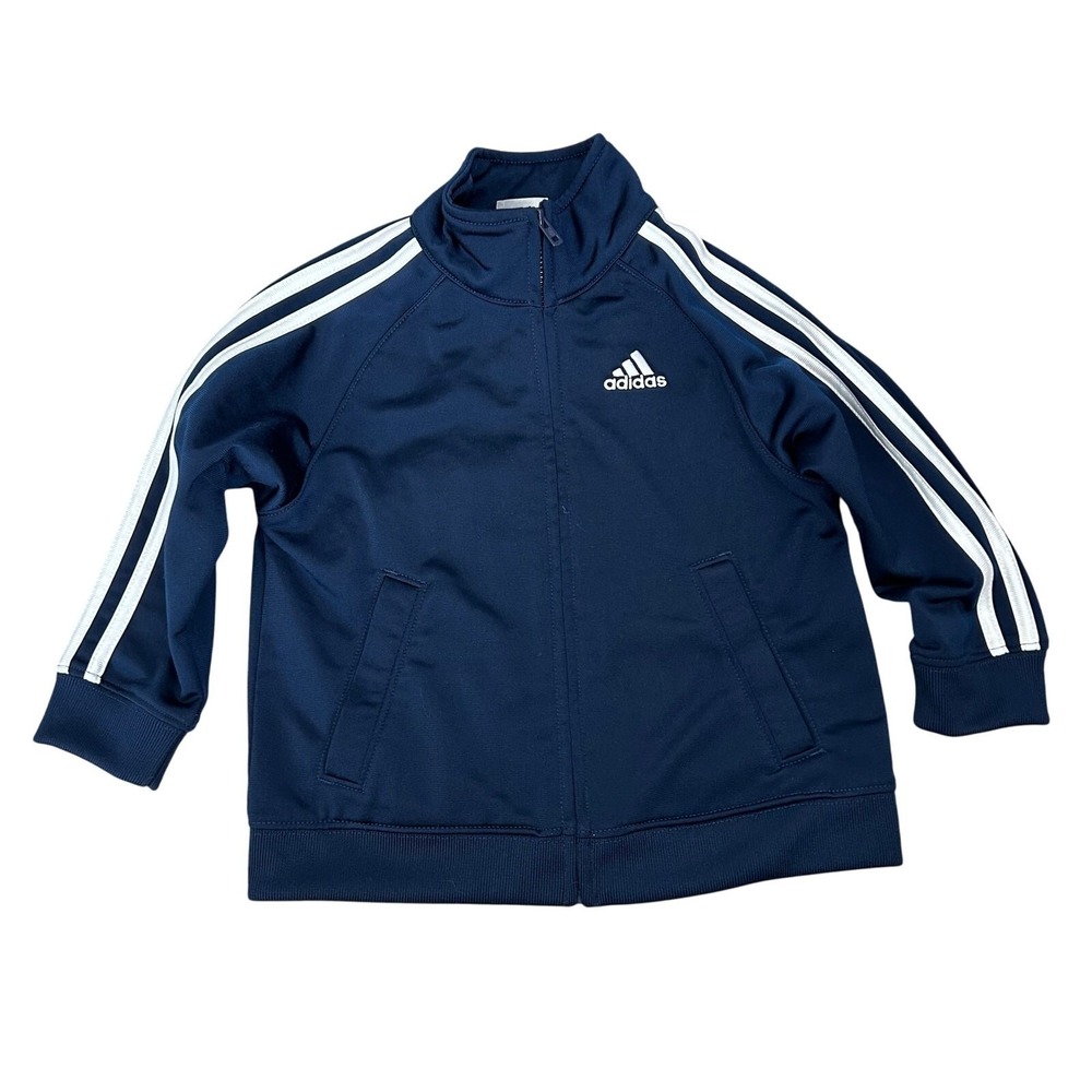 Adidas Track Jacket Boys 18M 3-Stripe Full Zip Athletic Navy Blue